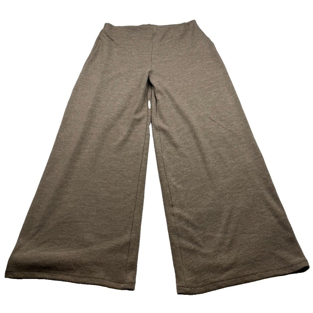 Zara Wide Leg Brown Tan High Rise Pull On Relaxed Fit Knit Pants Size L NWT